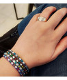 Handmade Macrame Bracelet with Silver Elements and Colorful Details in Bohemian Style