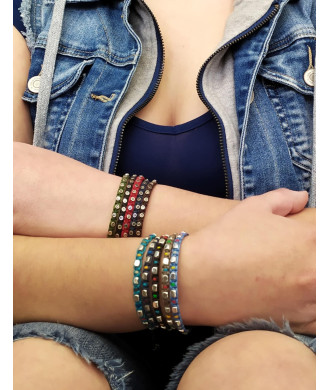 Handmade Macrame Bracelet with Silver Elements and Colorful Details in Bohemian Style
