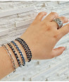 Handmade Macrame Bracelet with Silver Circular Eyes and Patina
