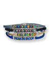 Handmade Bracelet with Forged Silver Rectangle Element and Multicolored Wax Threads