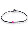 Handmade Bracelet with Circular Silver Element and Ruby Zircon