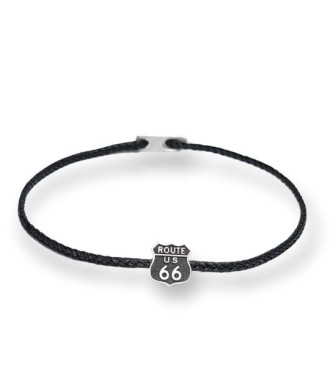 Handmade Bracelet with Silver Route 66 and Patina