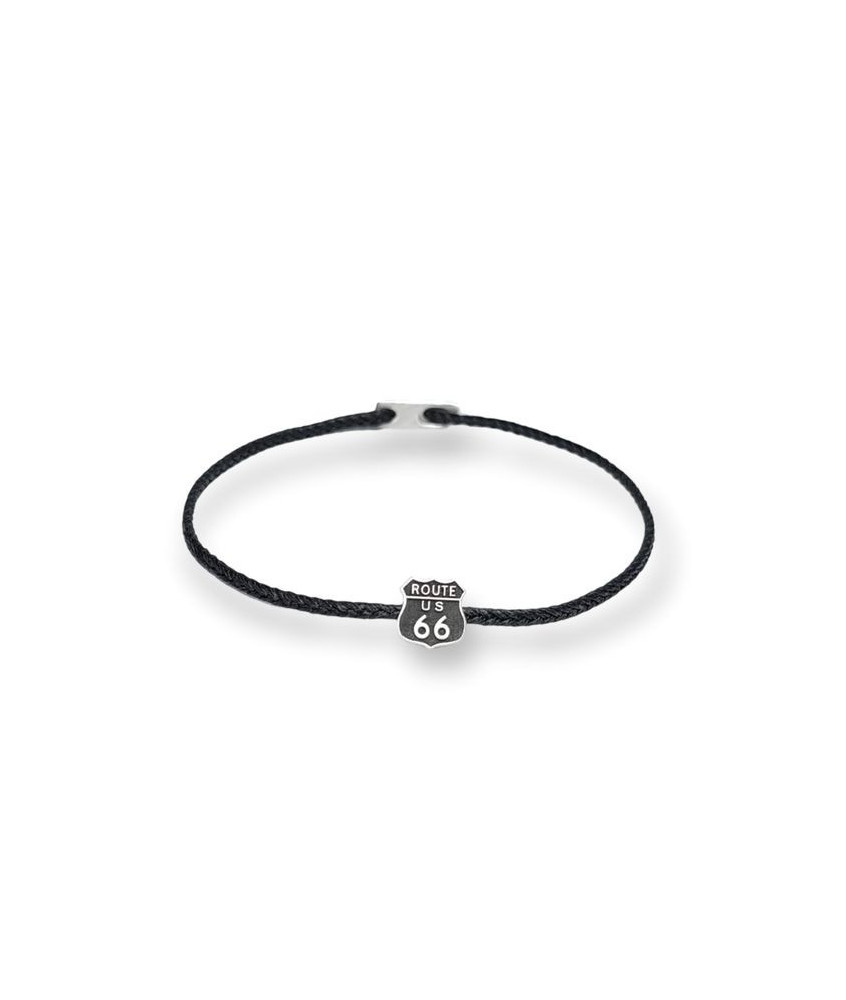 Handmade Bracelet with Silver Route 66 and Patina