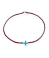Handmade Silver Bracelet with Square Cross and Enamel