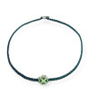 Handmade Silver Bracelet with 3D Clover Pattern and Enamel