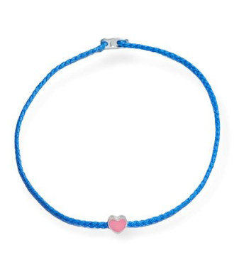 3D Heart Bracelet with Enamel on Waxed Thread