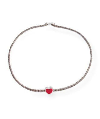 3D Heart Bracelet with Enamel on Waxed Thread