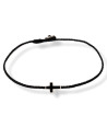 Bracelet with Long Cross and Enamel on Waxed Thread