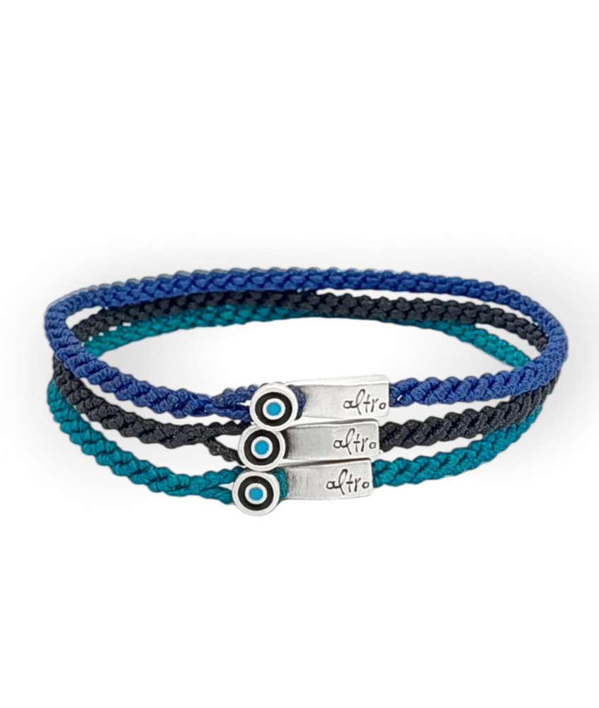Handmade Silver Braided Bracelet with Eye Clasp