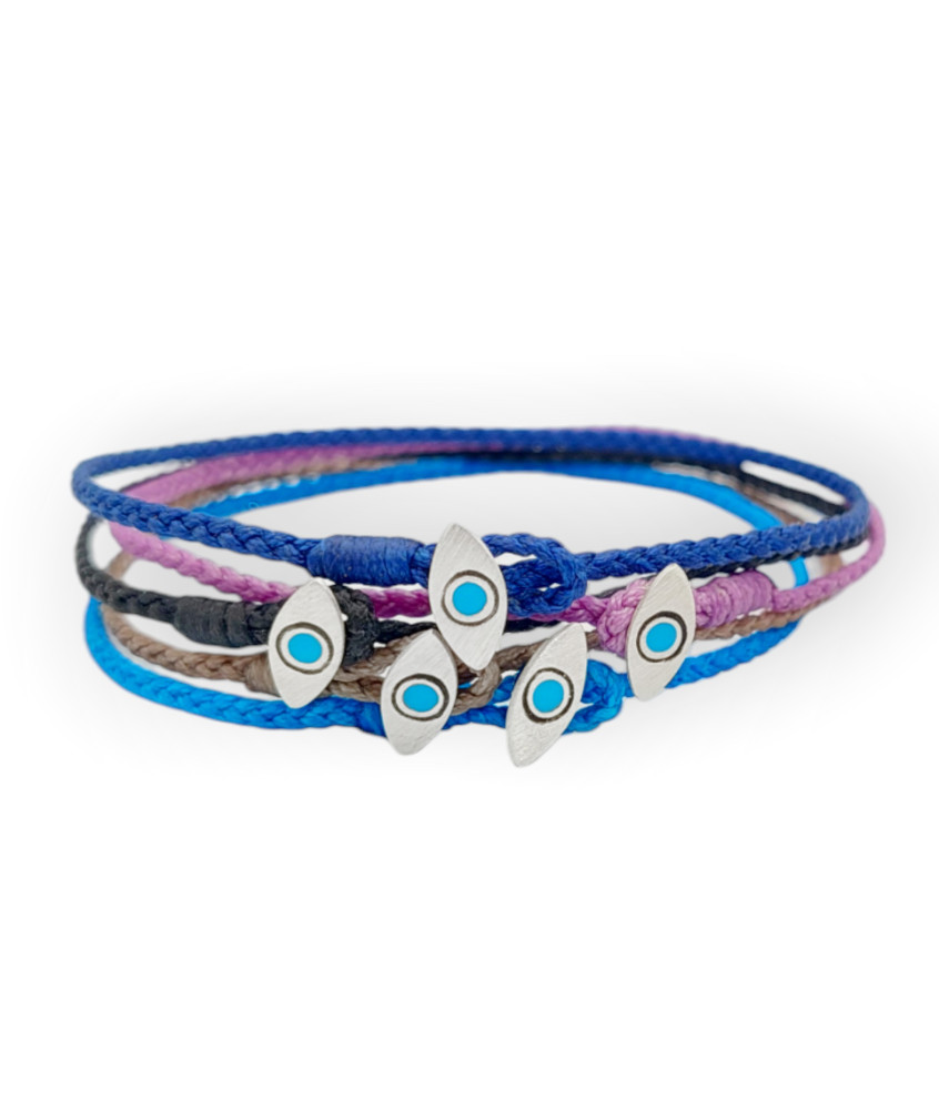 Handmade Bracelet with Silver Almond Eye Clasp