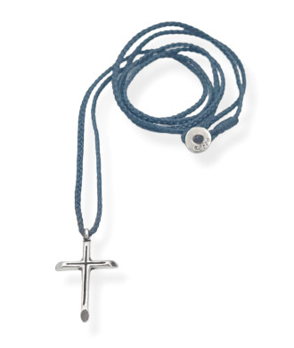 Χειροποίητο Κολιέ με Ασημένιο Σταυρό με Χάραγμα