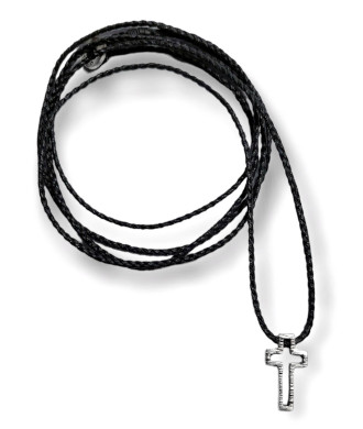 Handmade Necklace with Silver Cross, Perforated, Forged