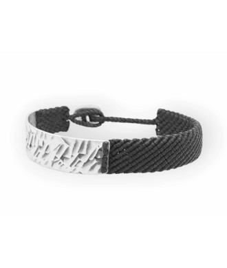 Handmade Rock Style Bracelet with Silver Craft and Wax Braid