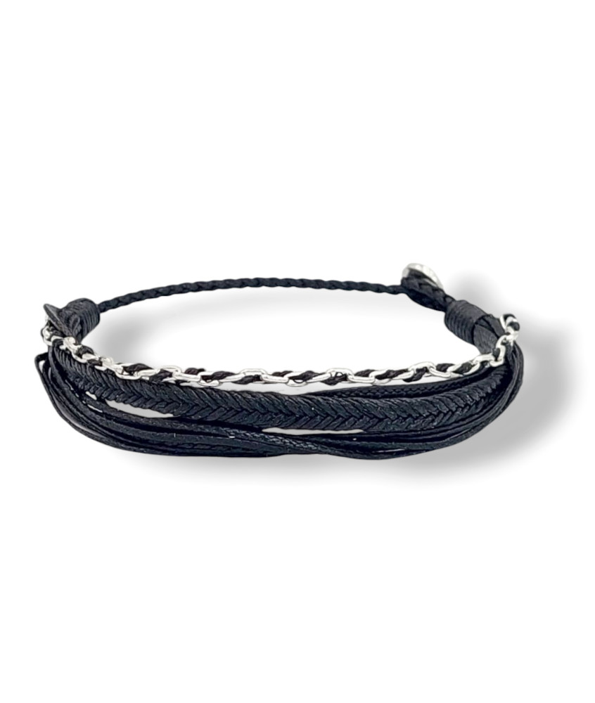 Multi-String Handmade Silver Braided Chain Bracelet