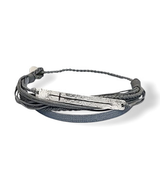 Handmade Sterling Silver Forged Identity and Engraved Cross Multi-String Bracelet