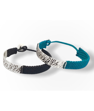 Handmade Rock Style Bracelet with Silver Craft and Wax Braid