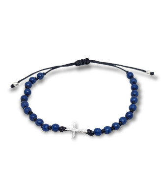 Handmade Rosary Bracelet with Silver Small Cross