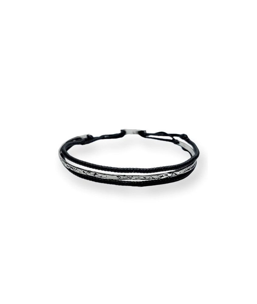 Handmade Silver Handcuffs with Craft and Twisted Wax Thread Braid