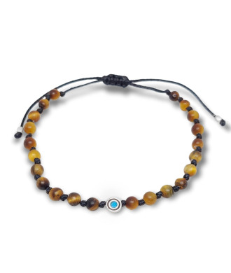 Χειροποίητο Βραχιόλι Ροζάριο με Στρογγυλό Μικρό Ασημένιο Μάτι