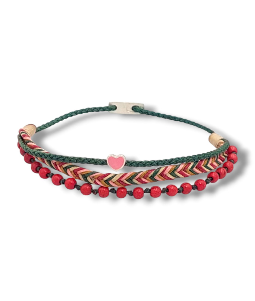 Multi-row Handmade Bracelet with Silver Small Heart