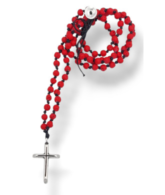 Handmade Rosary Cross Necklace with Engraving
