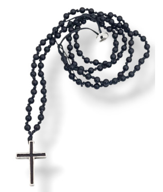 Handmade Rosary Cross Necklace with Patina