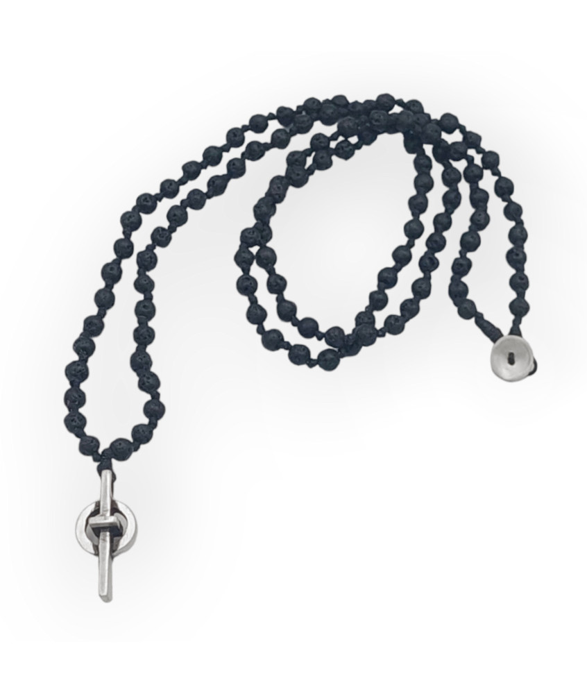 Handmade Rosary Necklace Cross with Circle
