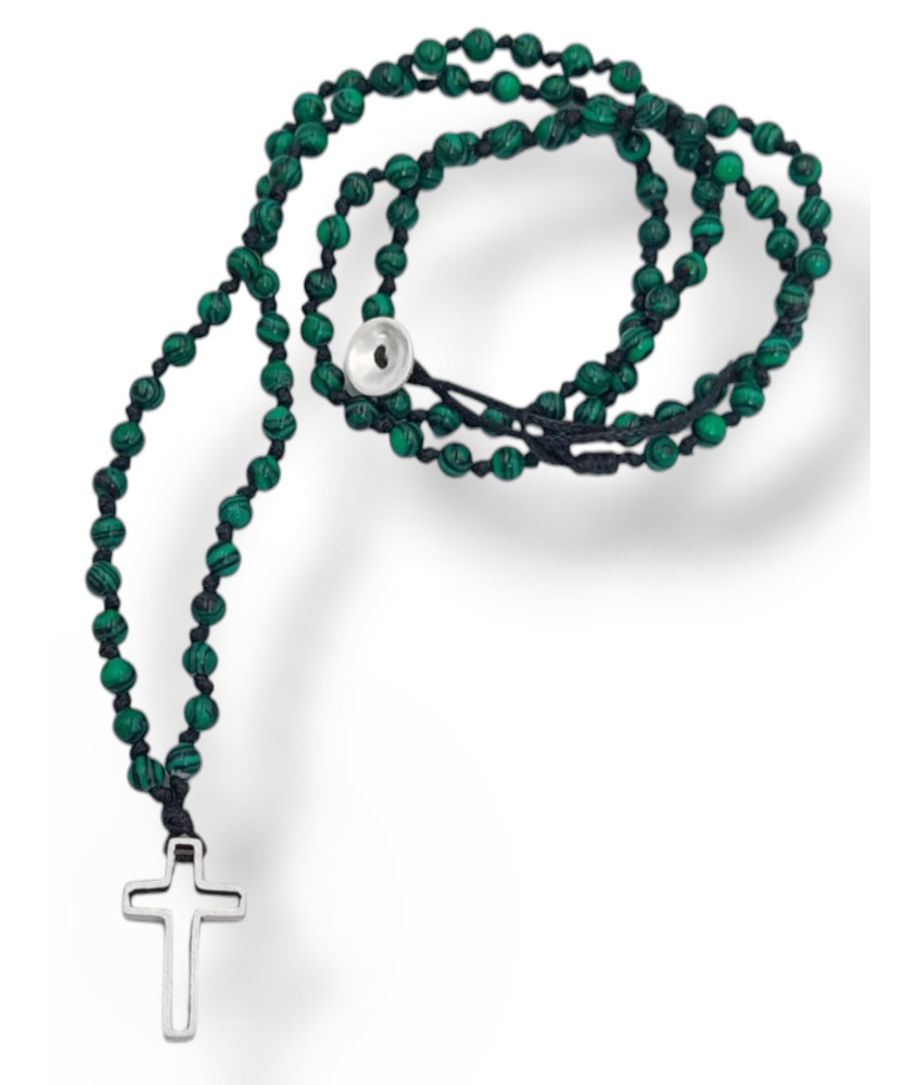 Handmade Rosary Necklace Cross Perforated