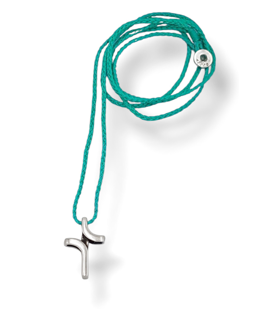 Handmade Necklace with Silver Cross with Curves