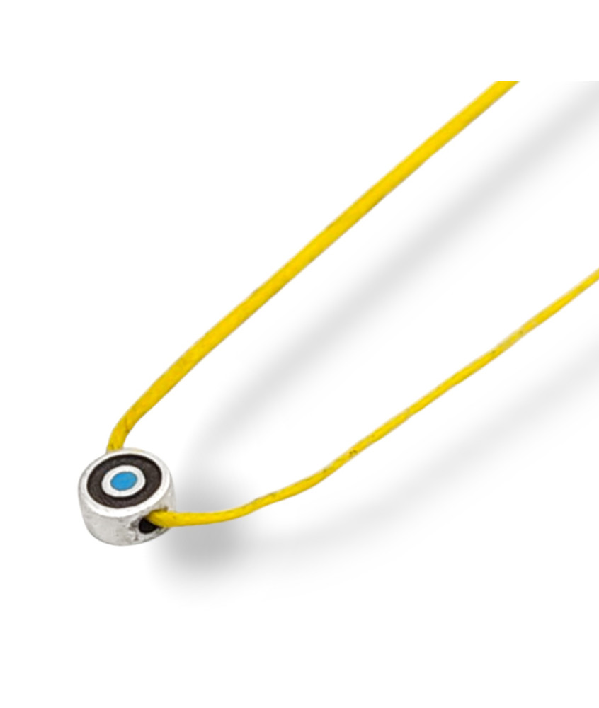 Χειροποίητο Ασημένιο Κολιέ Στρογγυλό Μάτι με Περίγραμμα