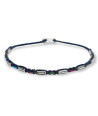 Handmade Bracelet with Silver Rectangular Elements and Multicolored Wax Threads