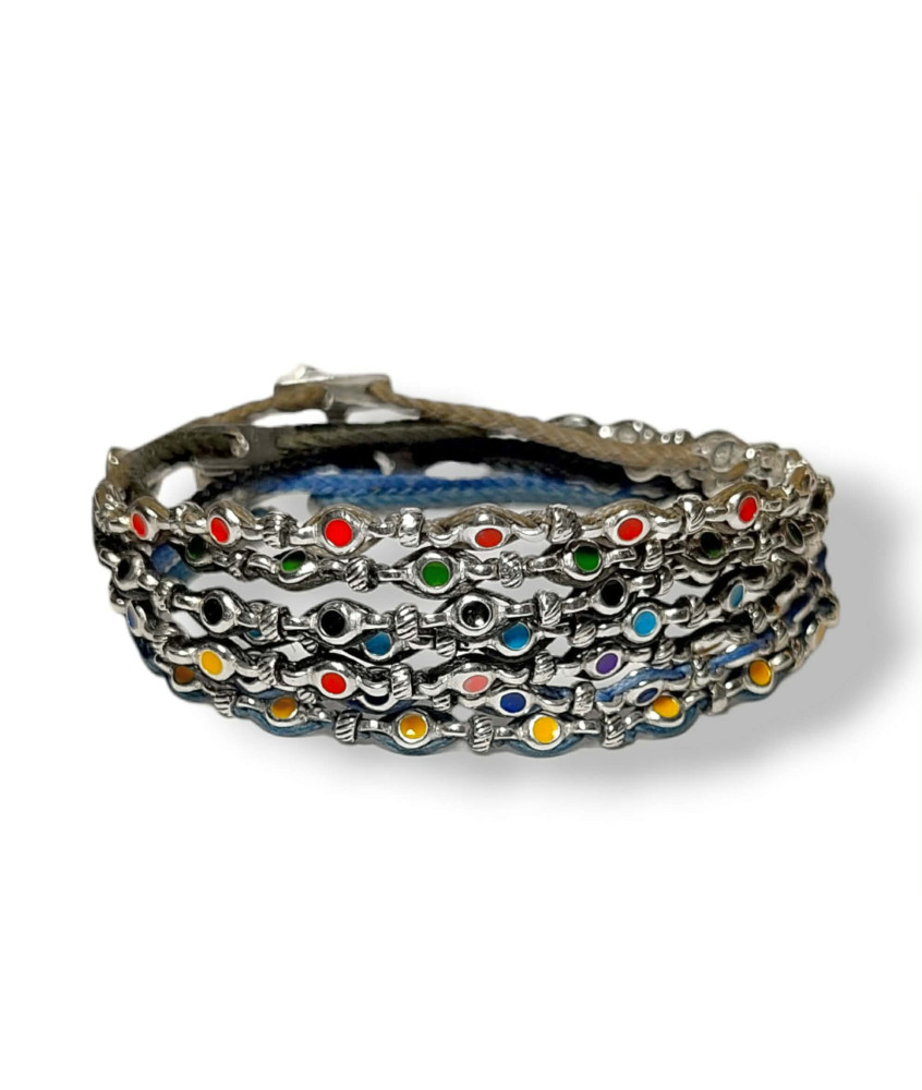 Handmade Bracelet with Silver Eyes with Enamel