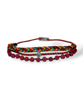 Multi-row Handmade Bracelet with Silver Round Small Eye