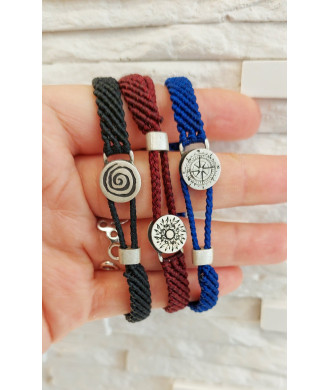 Handmade Bracelet with Silver Clasp and Engraved Spiral