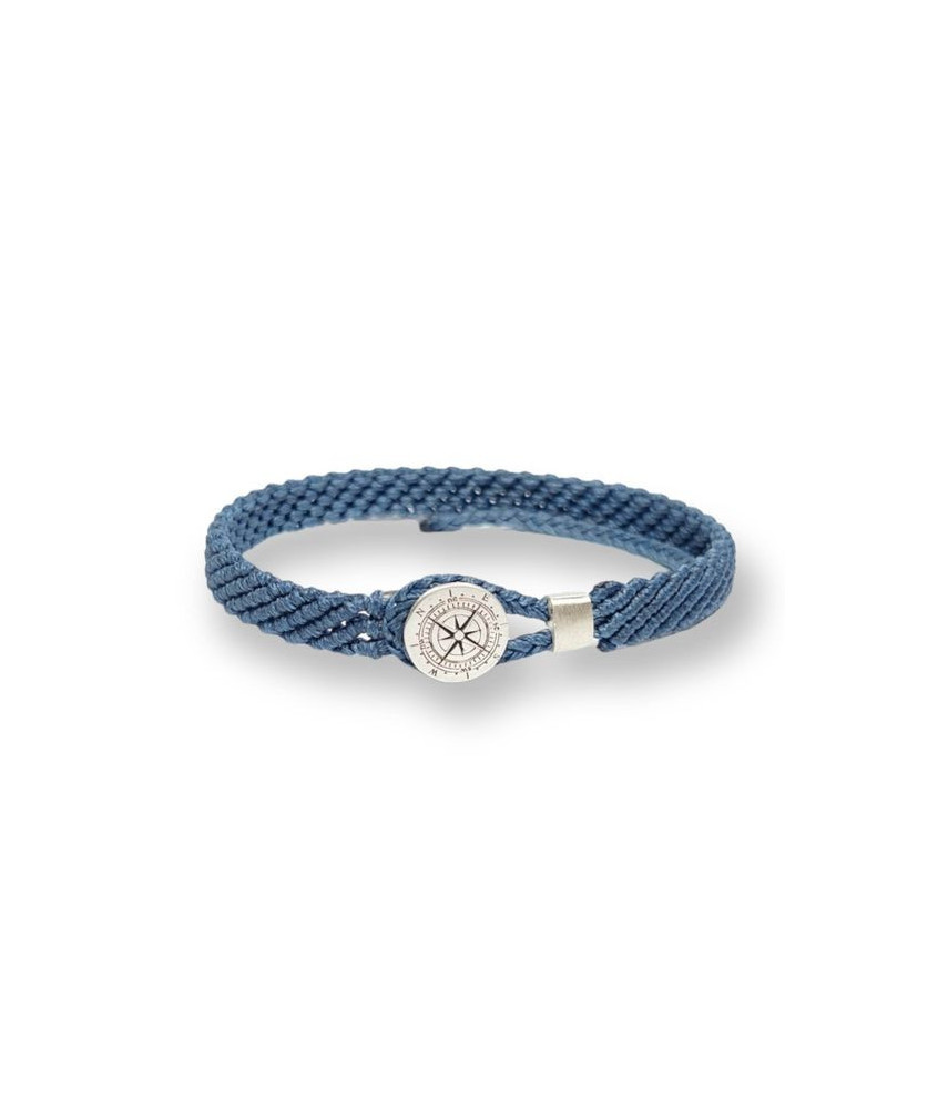 Handmade Bracelet with Silver Clasp and Engraved Compass